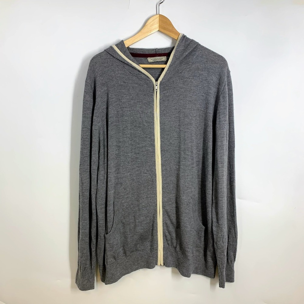 WILLIAMS & KENT Mens Gray Full Zip Hooded Lightweight‎ Sweater Hoodie